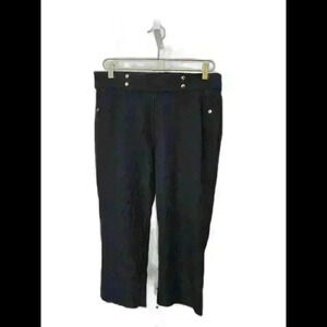 Stylish Black Cropped Trousers with Gold Accents